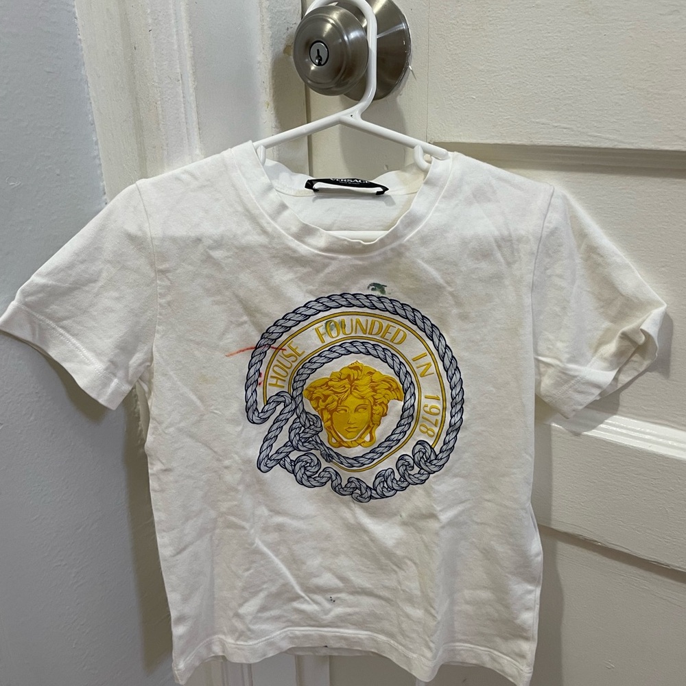 Versace Kids White and Gold Medusa T-Shirt